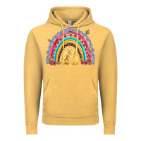Vintage Mustard easter flowers and butterfly with chicks rainbow Vintage Hoodie - Artiststas