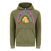 Vintage Olive easter flowers and butterfly with chicks rainbow Vintage Hoodie - Artiststas
