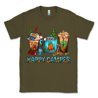 Army Green Happy Camper Coffee Cups Classic Tee - FaDigitalArtStudio