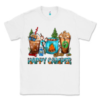 White Happy Camper Coffee Cups Classic Tee - FaDigitalArtStudio