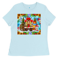 Baby Blue Christmas cowboy gnome Ladies Tee - CowhideDigitalArt