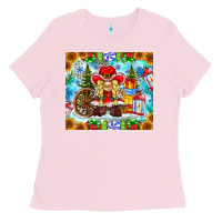 Bubblegum Pink Christmas cowboy gnome Ladies Tee - CowhideDigitalArt