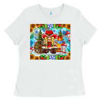 White Christmas cowboy gnome Ladies Tee - CowhideDigitalArt