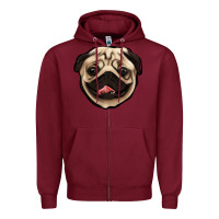 Burgundy pug Zipper Hoodie - Jasminsmagicworld