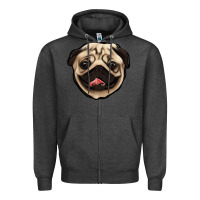 Charcoal Heather pug Zipper Hoodie - Jasminsmagicworld
