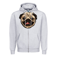 Heather Grey pug Zipper Hoodie - Jasminsmagicworld