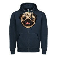 Navy pug Zipper Hoodie - Jasminsmagicworld