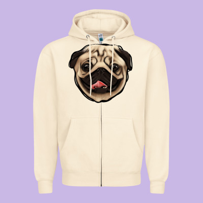 Pug Zipper Hoodie Designed By Jasminsmagicworld