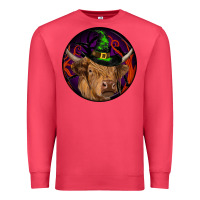 Cardinal halloween highland cow round Premium Sweatshirt - RanaPortraitStore