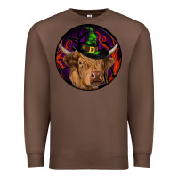 Chestnut halloween highland cow round Premium Sweatshirt - RanaPortraitStore