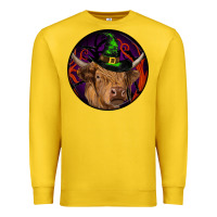 Lemon halloween highland cow round Premium Sweatshirt - RanaPortraitStore