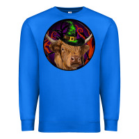True Royal halloween highland cow round Premium Sweatshirt - RanaPortraitStore