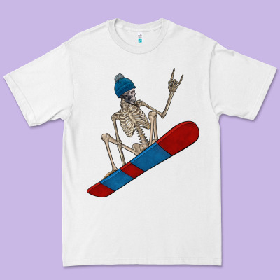 Skeleton Snowboard Premium Tee Designed By Fadigitalartstudio