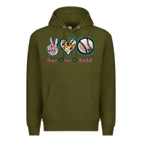 Army Green Peace Love Baseball Premium Hoodie - Jasminsmagicworld