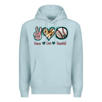 Blue Mist Peace Love Baseball Premium Hoodie - Jasminsmagicworld