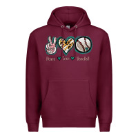 Burgundy Peace Love Baseball Premium Hoodie - Jasminsmagicworld