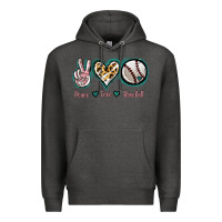 Charcoal Heather Peace Love Baseball Premium Hoodie - Jasminsmagicworld