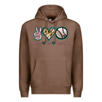 Chestnut Peace Love Baseball Premium Hoodie - Jasminsmagicworld