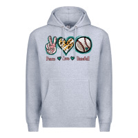 Heather Grey Peace Love Baseball Premium Hoodie - Jasminsmagicworld