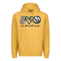 Mustard Peace Love Baseball Premium Hoodie - Jasminsmagicworld