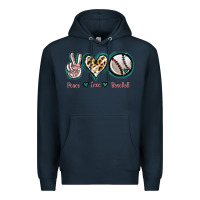 Navy Peace Love Baseball Premium Hoodie - Jasminsmagicworld