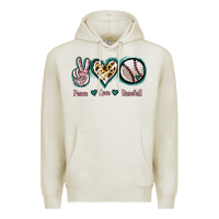 Oatmeal Heather Peace Love Baseball Premium Hoodie - Jasminsmagicworld