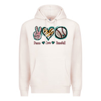 Pale Pink Peace Love Baseball Premium Hoodie - Jasminsmagicworld