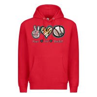 Red Peace Love Baseball Premium Hoodie - Jasminsmagicworld