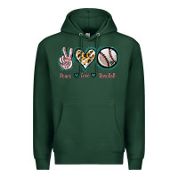 Sports Green Peace Love Baseball Premium Hoodie - Jasminsmagicworld