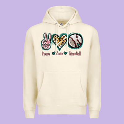 Peace Love Baseball Premium Hoodie Designed By Jasminsmagicworld