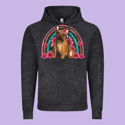 French Bulldog Floral Rainbow Vintage Hoodie Designed By Artiststas