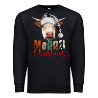 Black merry christmas hereford cow Premium Sweatshirt - RanaPortraitStore