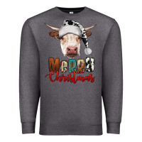 Charcoal Heather merry christmas hereford cow Premium Sweatshirt - RanaPortraitStore