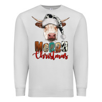 Dove Grey merry christmas hereford cow Premium Sweatshirt - RanaPortraitStore