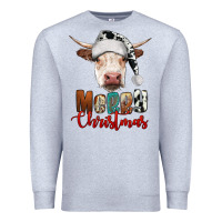 Heather Grey merry christmas hereford cow Premium Sweatshirt - RanaPortraitStore