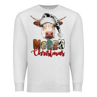Oatmeal Heather merry christmas hereford cow Premium Sweatshirt - RanaPortraitStore