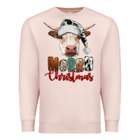 Pale Pink merry christmas hereford cow Premium Sweatshirt - RanaPortraitStore
