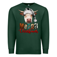 Sports Green merry christmas hereford cow Premium Sweatshirt - RanaPortraitStore