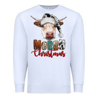 White merry christmas hereford cow Premium Sweatshirt - RanaPortraitStore