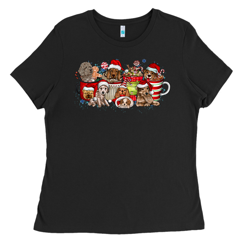 Christmas Dog Coffee Ladies Tee by CowhideDigitalArt | Teevron