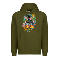 Army Green summer vibes messy bun Premium Hoodie - BarkalooDesign