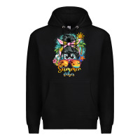 Black summer vibes messy bun Premium Hoodie - BarkalooDesign
