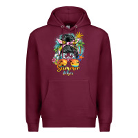Burgundy summer vibes messy bun Premium Hoodie - BarkalooDesign