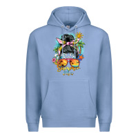 Colony Blue summer vibes messy bun Premium Hoodie - BarkalooDesign