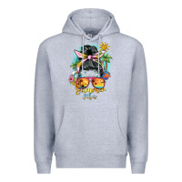 Heather Grey summer vibes messy bun Premium Hoodie - BarkalooDesign