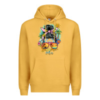 Mustard summer vibes messy bun Premium Hoodie - BarkalooDesign