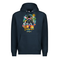 Navy summer vibes messy bun Premium Hoodie - BarkalooDesign