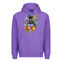 Purple summer vibes messy bun Premium Hoodie - BarkalooDesign
