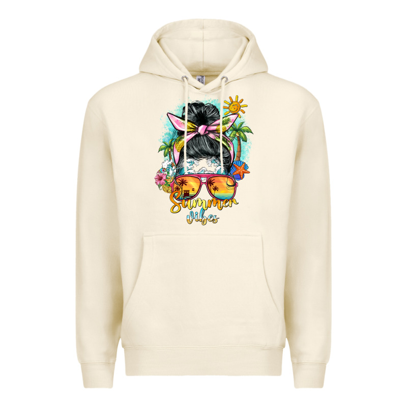 Summer Vibes Messy Bun Premium Hoodie by BarkalooDesign | Teevron