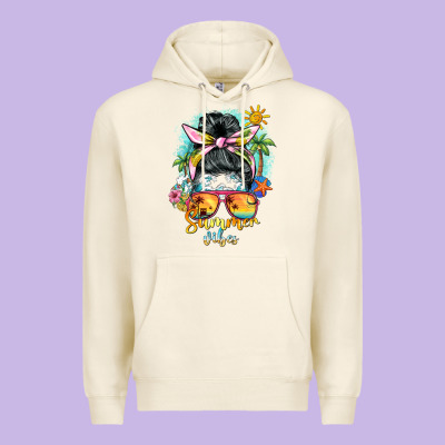 Summer Vibes Messy Bun Premium Hoodie Designed By Barkaloodesign